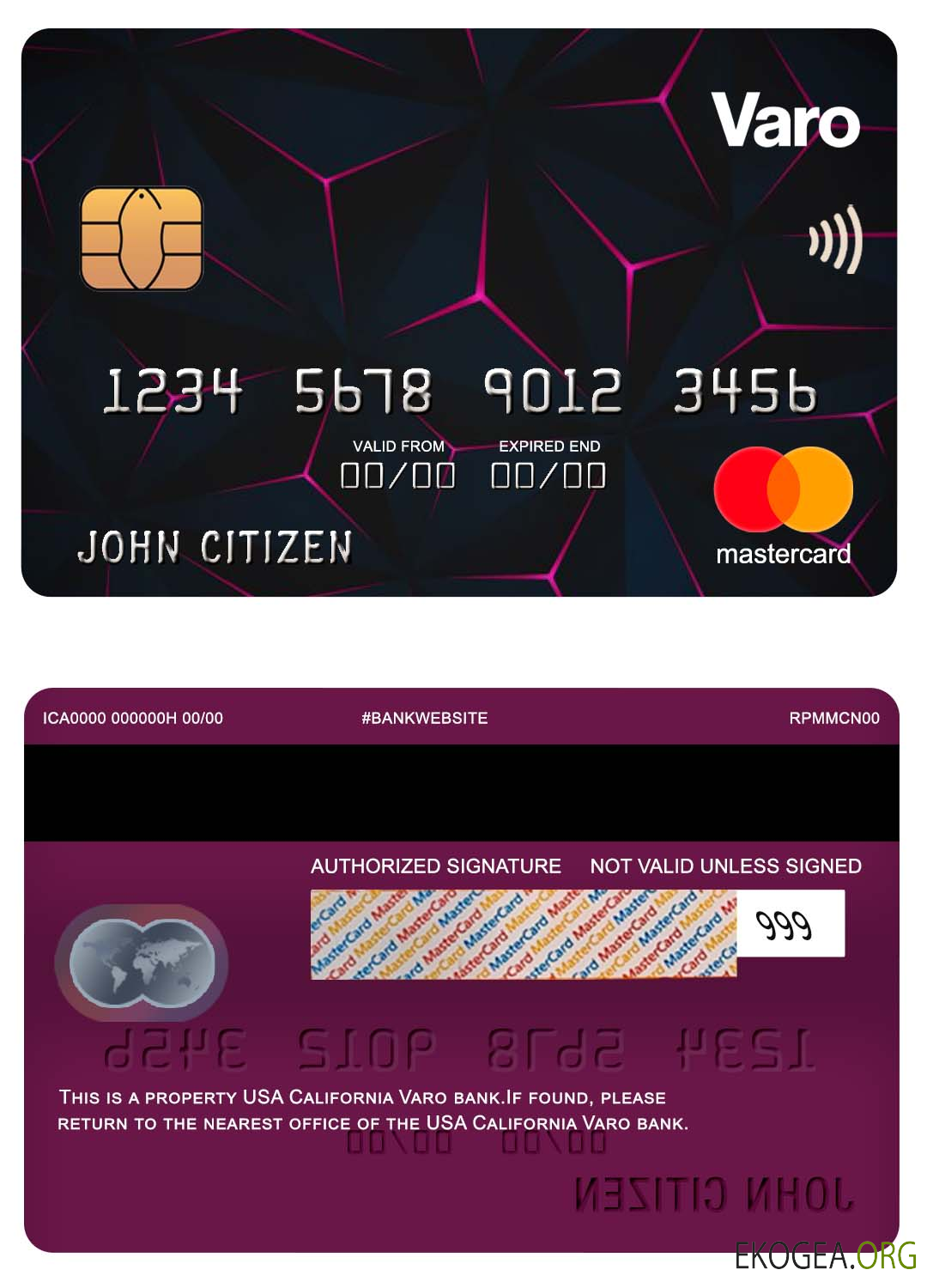 Mastercard de la banque Varo, États Unis, Californie